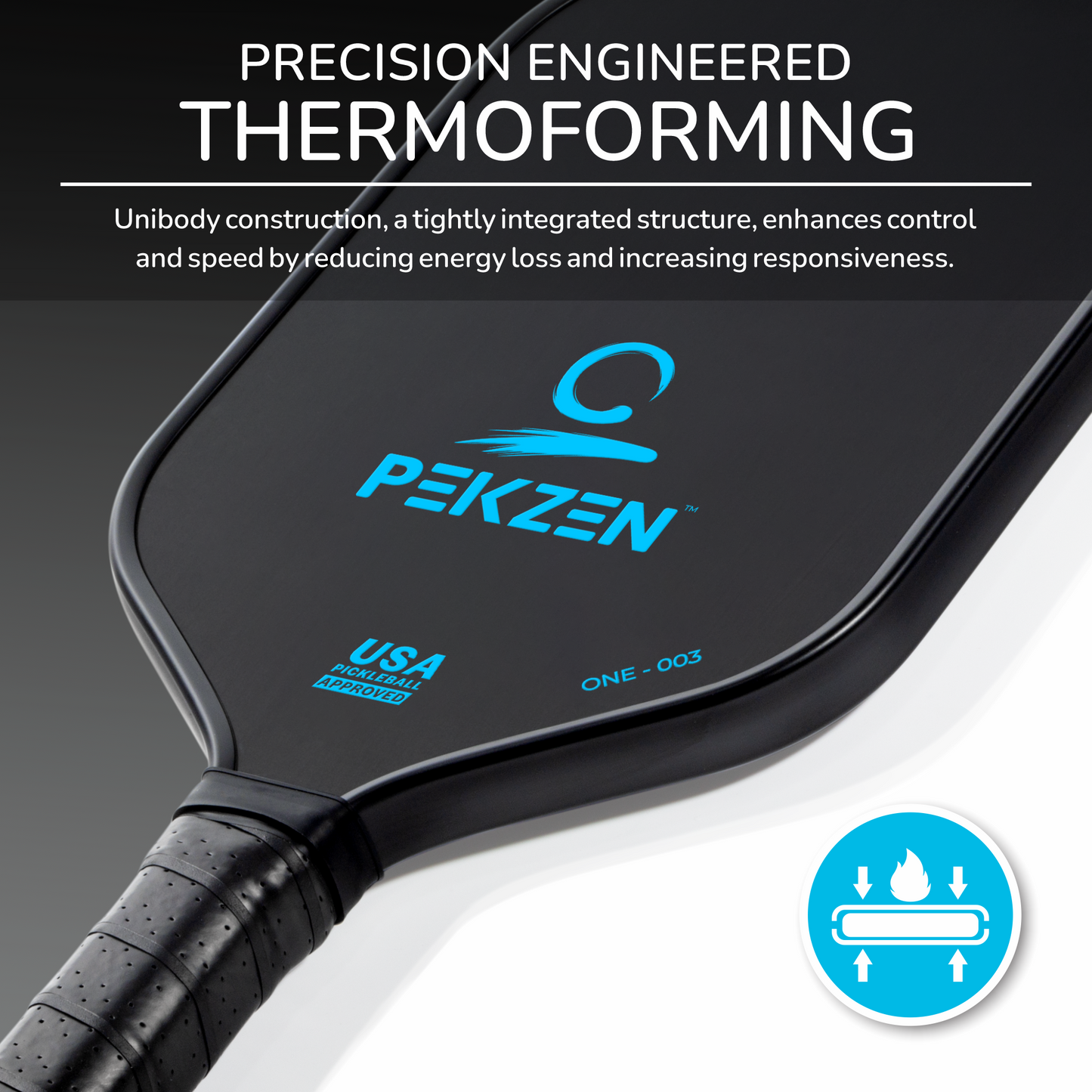 Pro T700 Carbon Fiber Pickleball Paddle|16mm Thermoformed | Power, Control & Exceptional Spin|Minimalist Graphics (Ocean Blue)