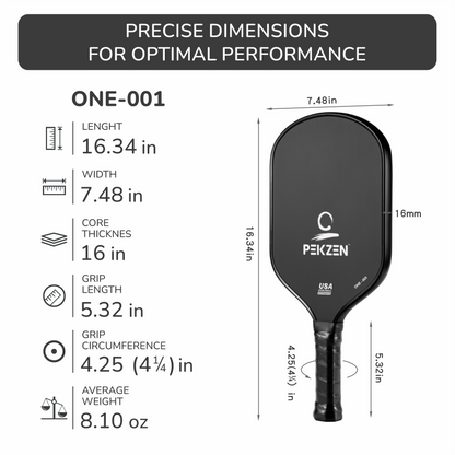 T700 Carbon Fiber Pickleball Paddle | 16mm Thermoformed | Speed-Power-Control Combo|Minimalist Graphics (Moon White)